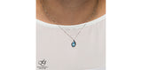 FOREVER JEWELLERY 10K White Gold Pear Shape Blue Topaz & Diamond Swirl Pendant