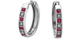 FOREVER JEWELLERY 10K White Gold Ruby & Diamond Huggies