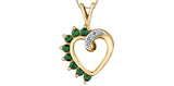 FOREVER JEWELLERY 10K Yellow Gold Emerald & Diamond Heart Pendant