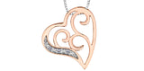 FOREVER JEWELLERY 10K Rose & White Gold Polished Round Diamond Swirls Open Heart Pendant