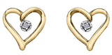 FOREVER JEWELLERY 10K Yellow Gold Diamond Heart Studs
