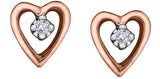 FOREVER JEWELLERY 10K Rose & White Gold Diamond Heart Studs