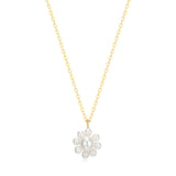 REIGN Sterling Silver 18K Gold Plated Flower Shell Necklace Pearl - 18" Chain