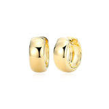 REIGN Sterling Silver Gold Plated Chunky Huggies Earrings - 16mm