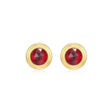 REIGN Sterling Silver 18K Gold Plated Created Ruby Celebration Gems North Star Studs