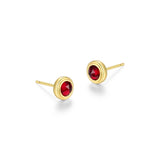 REIGN Sterling Silver 18K Gold Plated Created Ruby Celebration Gems North Star Studs
