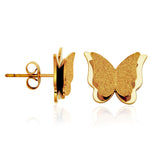 STEELX Stainless Steel Gold Ion Plated 3D Shimmering Butterfly Studs