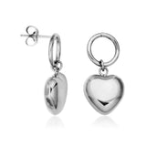 STEELX Stainless Steel Puffy Heart Charm Drop Studs