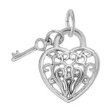 REMBRANDT Sterling Silver Filigree Heart & Key Charm