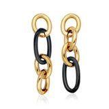 STEELX Stainless Steel Gold & Black Ion Plated Chain Link Drop Studs