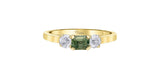 I AM CANADIAN 14K Yellow Gold Green Sapphire & Canadian Diamond Past Present Future Ring