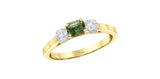 I AM CANADIAN 14K Yellow Gold Green Sapphire & Canadian Diamond Past Present Future Ring