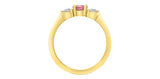 I AM CANADIAN 14K Yellow Gold Pink Sapphire & Canadian Diamond Past Present Future Ring