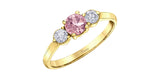 I AM CANADIAN 14K Yellow Gold Pink Sapphire & Canadian Diamond Past Present Future Ring