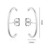 Sterling Silver Rhodium Plated In & Out Curved Bar Stud Earrings