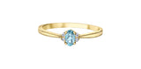 10K Yellow Gold Aquamarine & Diamond March Birthstone Ring