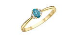 10K Yellow Gold Blue Topaz & Diamond December Birthstone Ring