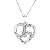 LUJO 10K White Gold Lab Grown Diamond Spiral Heart Pendant