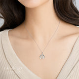 LUJO 10K White Gold Lab Grown Diamond Dancing Twist Circle Pendant