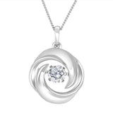 LUJO 10K White Gold Lab Grown Diamond Dancing Twist Circle Pendant