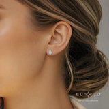 LUJO 10K White Gold Oval Prong Set Studs Earrings
