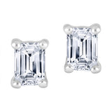 LUJO 10K White Gold Emerald Cut Lab Grown Diamond Prong Set Studs