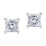 LUJO 10K White Gold Princess Cut Lab Grown Diamond Prong Set Studs