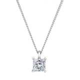 LUJO 10K White Gold Princess Cut Lab Grown Diamond Solitaire Pendant