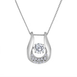 LUJO 10K White Gold Lab Grown Diamond Dancing Horsehoe Pendant