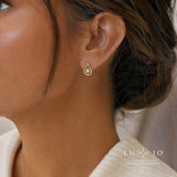 LUJO 10K Yellow Gold Lab Grown Diamond Open Teardrop Shape Studs