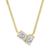 LUJO 10K Yellow Gold Lab Grown Diamond Toi & Moi Necklace