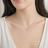 LUJO 10K White Gold Lab Grown Diamond Toi & Moi Necklace