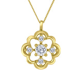 LUJO 10K Yellow Gold Lab Grown Diamond Open Flower Pendant
