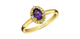 MAPLE LEAF DIAMONDS 10K Yellow Gold Amethyst & Canadian Diamond Geometric Ring
