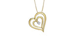I AM CANADIAN 10K Yellow Gold Canadian Diamond Double Heart Pendant