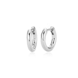 REIGN Sterling Silver Rhodium Plated Huggies Earrings - 12mm