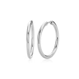 REIGN Sterling Silver Rhodium Plated Hoop Earrings - 25mm