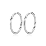 REIGN Sterling Silver Rhodium Plated Hoop Earrings - 25mm