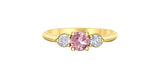 I AM CANADIAN 14K Yellow Gold Pink Sapphire & Canadian Diamond Past Present Future Ring