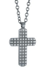 ITALGEM Stainless Steel Gunmetal Ion Plated Checkered Reversible Cross Polish