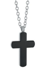 ITALGEM Stainless Steel Gunmetal Ion Plated Checkered Reversible Cross Polish