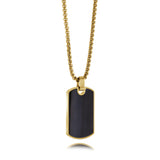 ITALGEM Stainless Steel Gold Ion Plated Blue Tigers Eye Dog Tag Pendant