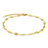 STEELX Stainless Steel Gold Ion Plated Fancy Link Anklet - 9+1.5''