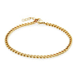 STEELX Stainless Steel Gold Ion Plated 4mm Curb Anklet - 10''