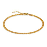 STEELX Stainless Steel Gold Ion Plated 2mm Double Curb Anklet - 9+1''