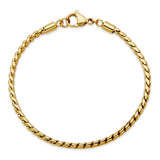 STEELX Stainless Steel Gold Ion Plated 3mm Snake Bracelet - 7.5''