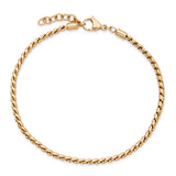 STEELX Stainless Steel Gold Ion Plated 3mm Round Snake Anklet - 9+1''