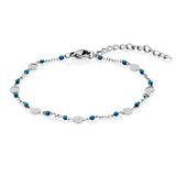 STEELX Stainless Steel Polished Disc & Enamel Bead Bracelet - 7.75''