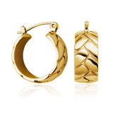 STEELX Stainless Steel Gold Ion Plated Crocodile Embossed Hoop Earrings - 9x20mm