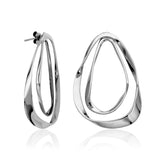 STEELX Stainless Steel Large Crinkled Teardrop Hoops Earrings - 32x40mm